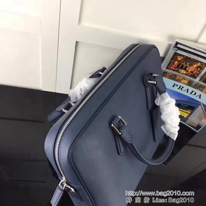 普拉達PRADA原單 全網最新款 原單貨號2VE368-9藍色 PRADA專櫃男士公事包 PHY1574